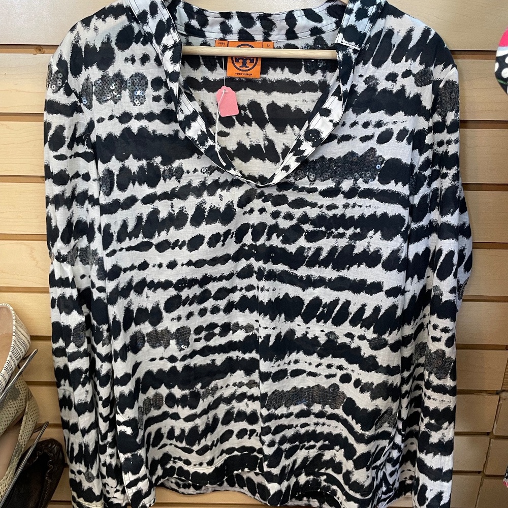Tory Burch Sparkly Long Sleeve Blouse